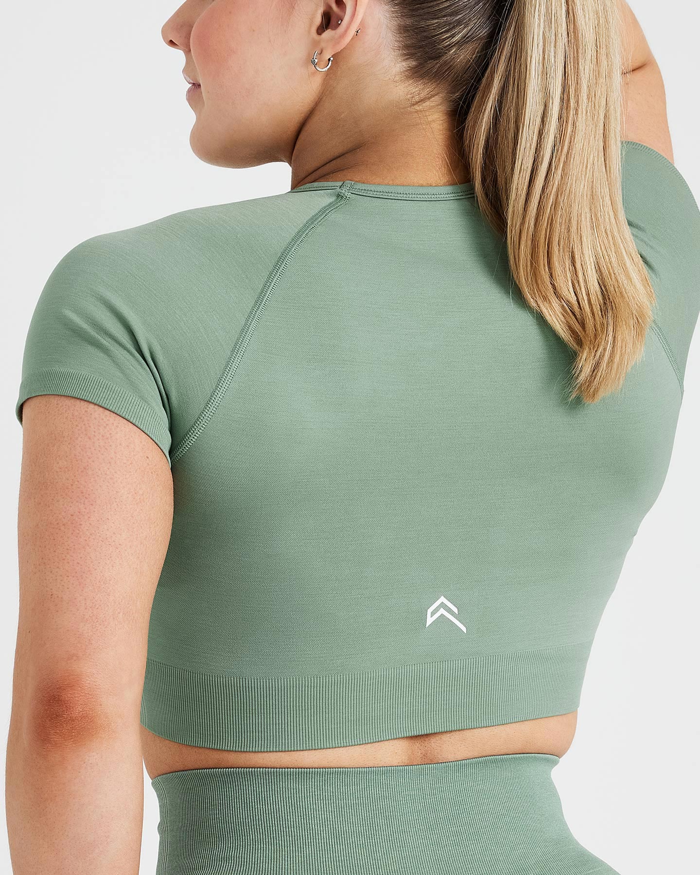 Classic Seamless 2.0 Short Sleeve Crop Top | Sage Marl - Image 5
