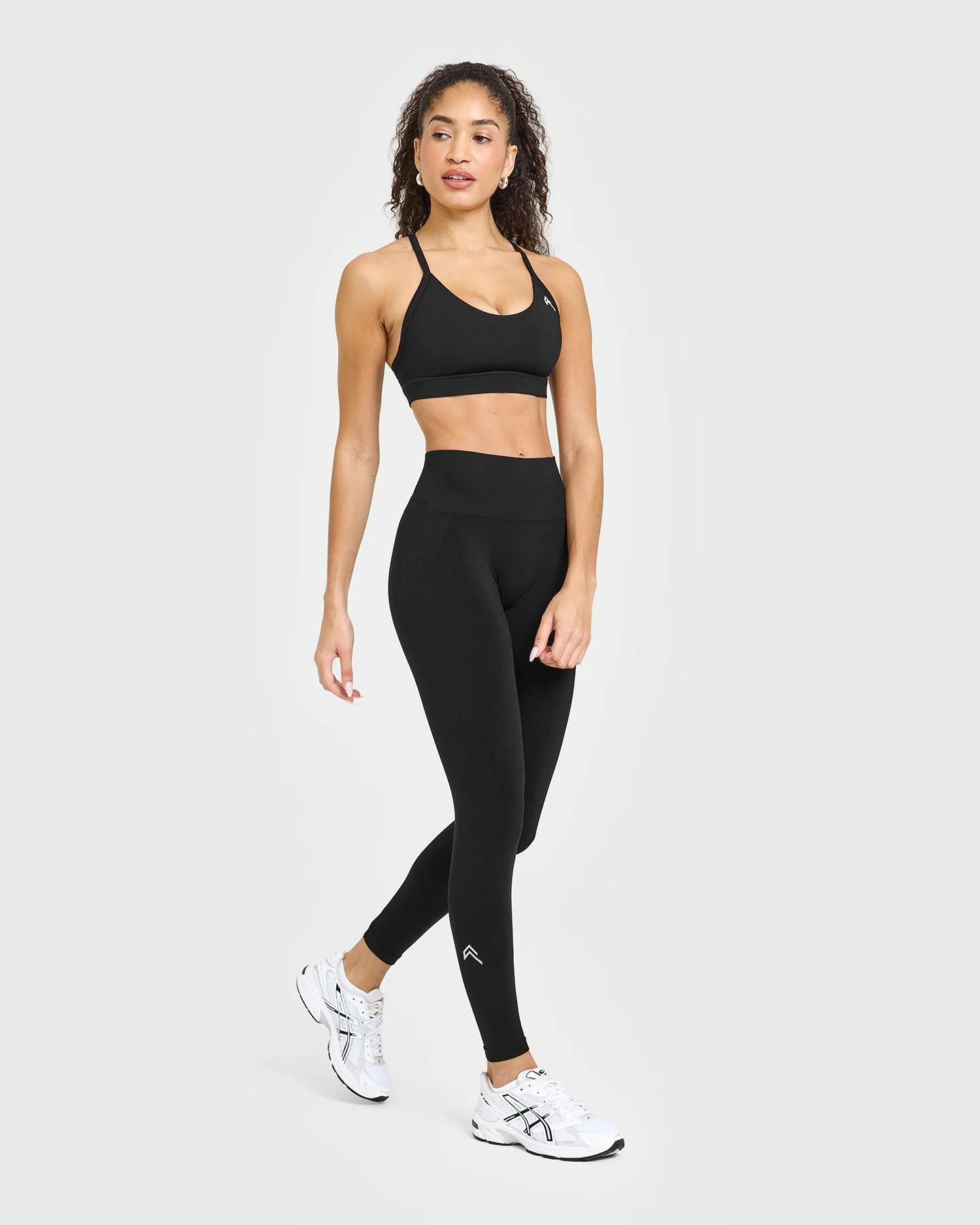 EffortlessLift™ Seamless Leggings with White Logo | Black - Image 3