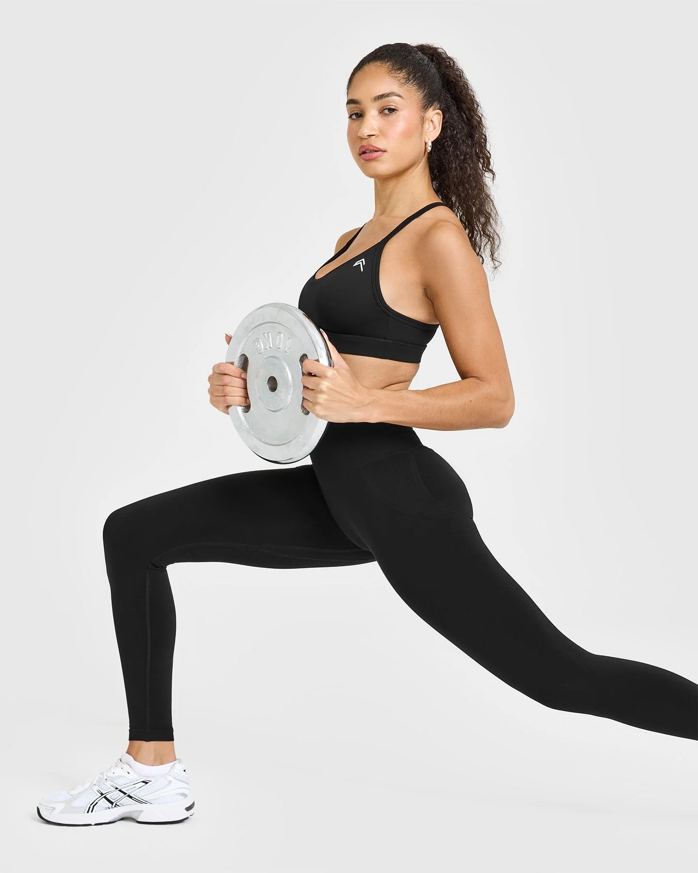 EffortlessLift™ Seamless Leggings with White Logo | Black - Image 6