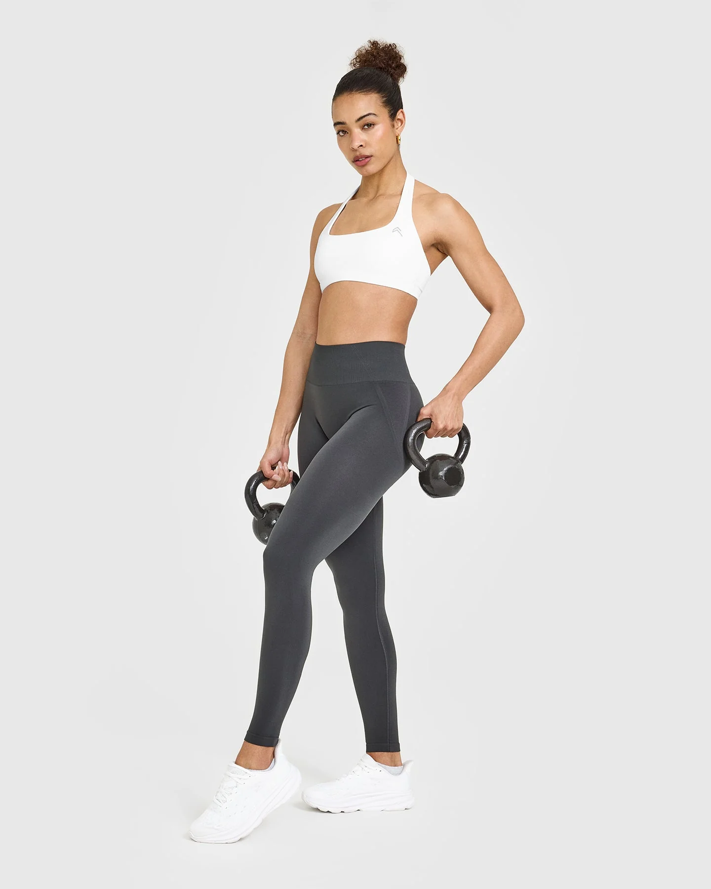 EffortlessLift™ Seamless Leggings with White Logo | Coal - Image 3