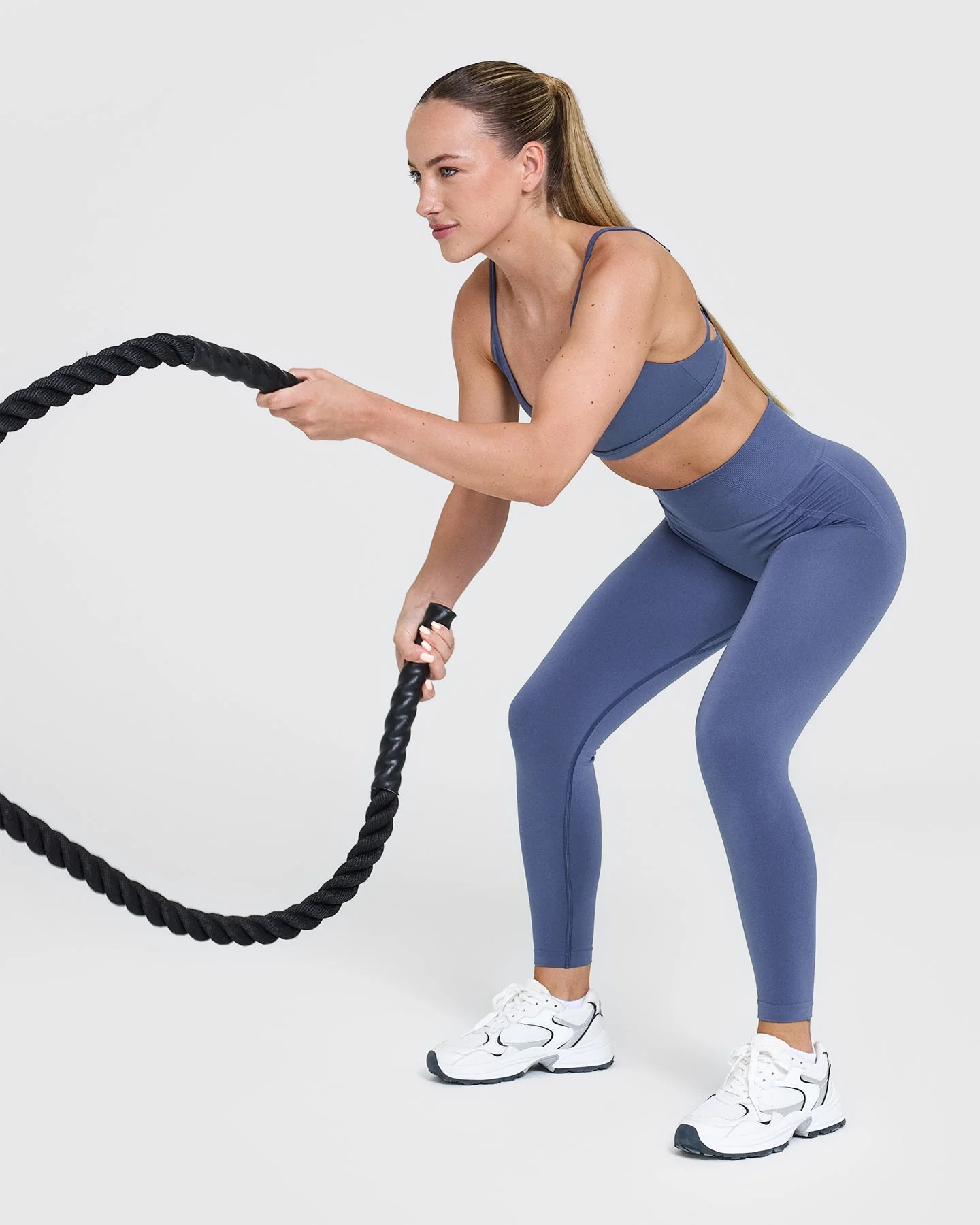 EffortlessLift™ Seamless Leggings with White Logo | Slate Blue - Image 6