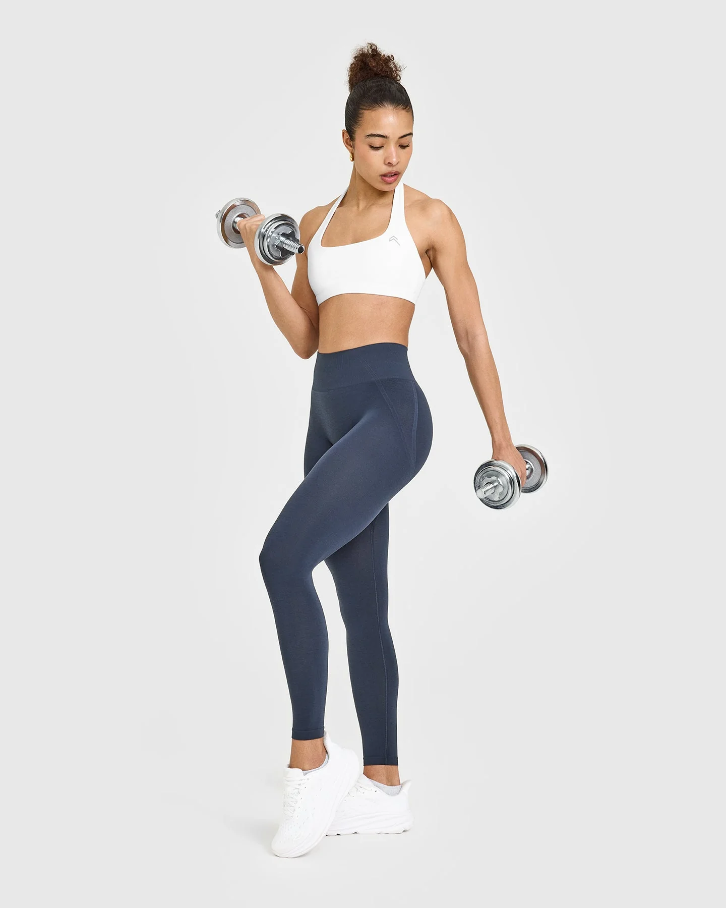 EffortlessLift™ Seamless Leggings with White Logo | True Blue - Image 3