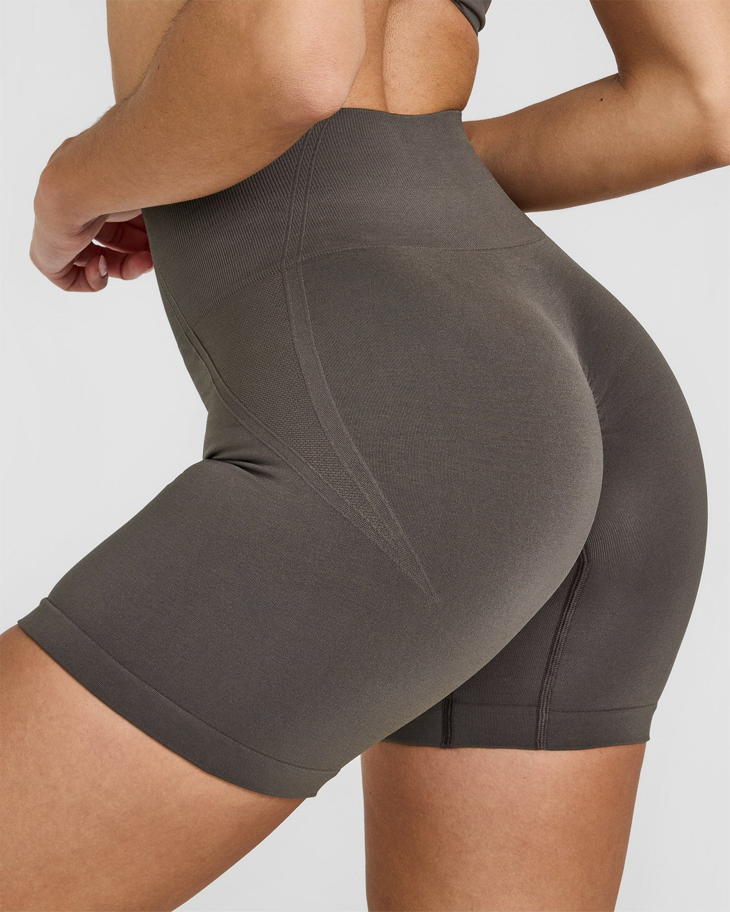 EffortlessLift™ Seamless Shorts with White Logo | Deep Taupe - Image 5