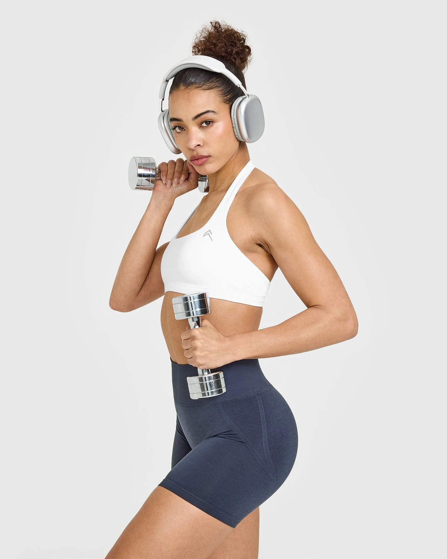 EffortlessLift™ Seamless Shorts with White Logo | True Blue - Image 6