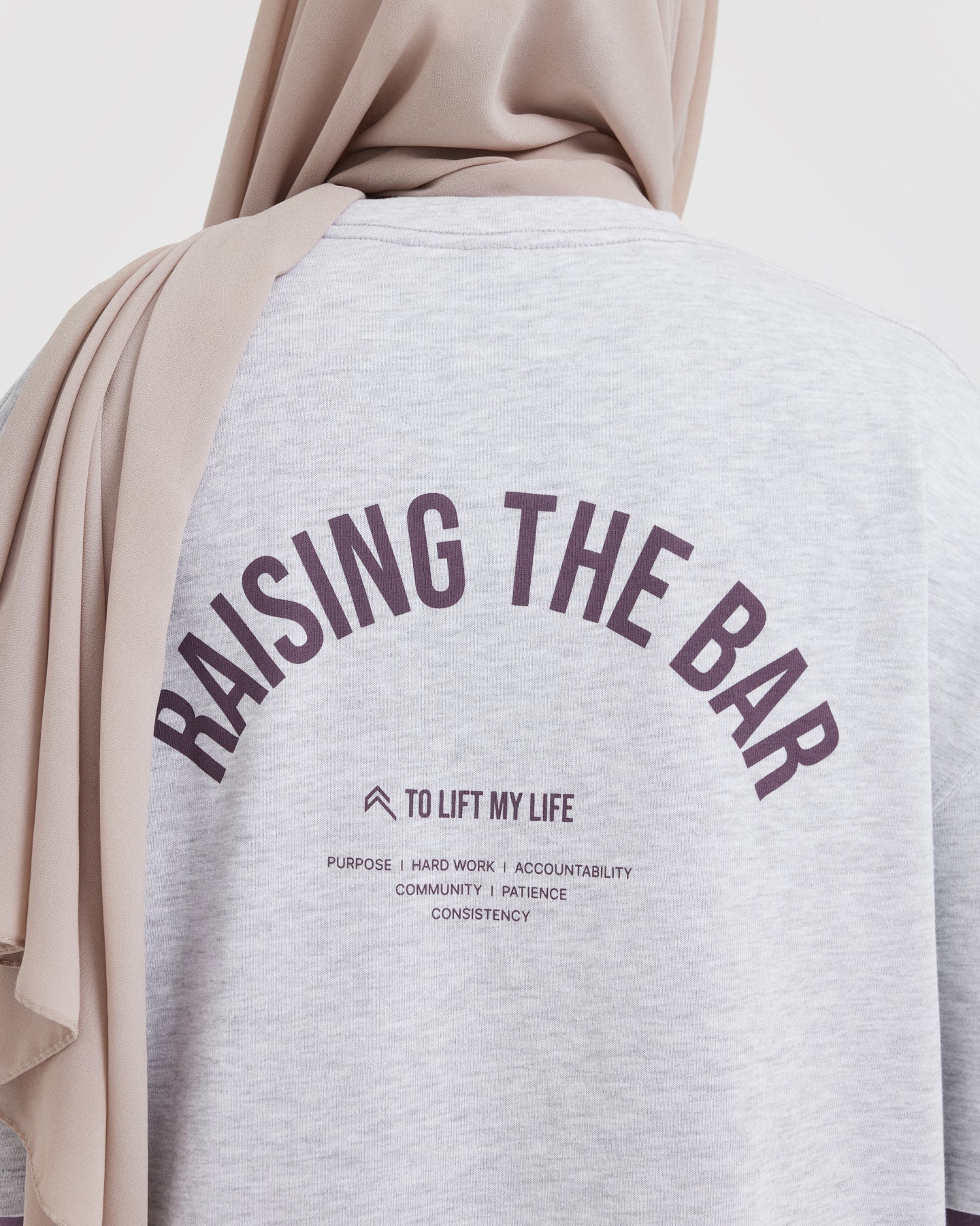 Raising The Bar Graphic Longline T-Shirt | Light Grey Marl - Image 5