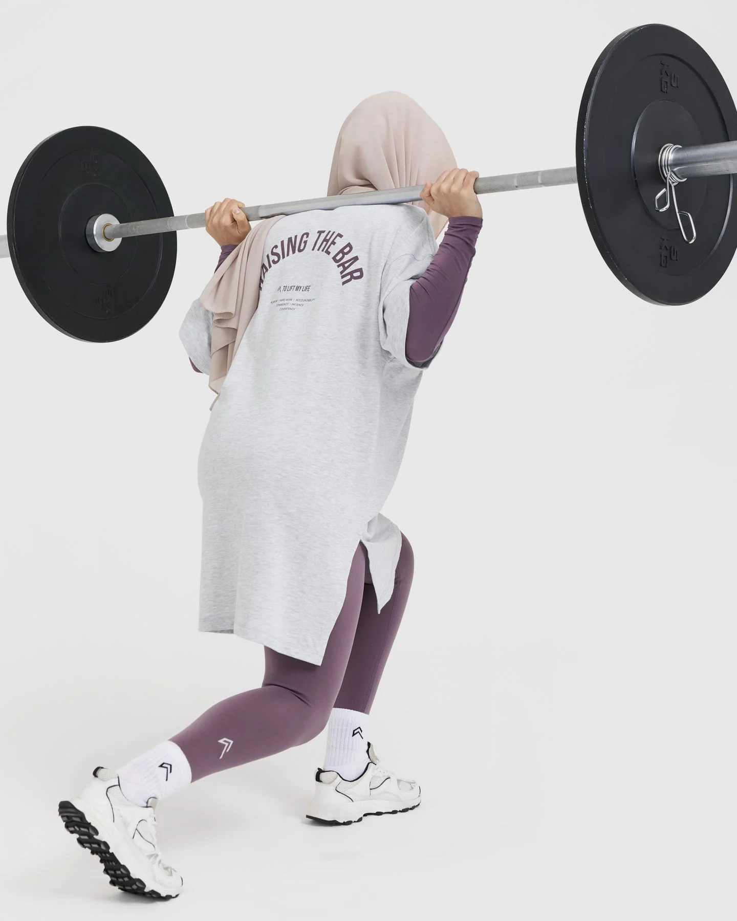 Raising The Bar Graphic Longline T-Shirt | Light Grey Marl - Image 6