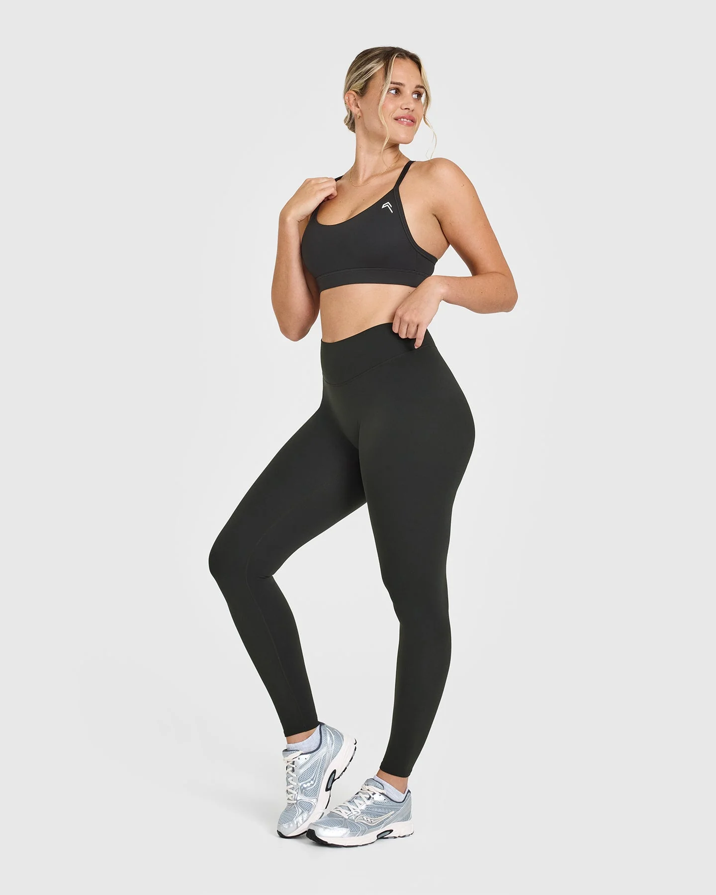 SoftMotion™ Leggings with White Logo | Soft Black - Image 3