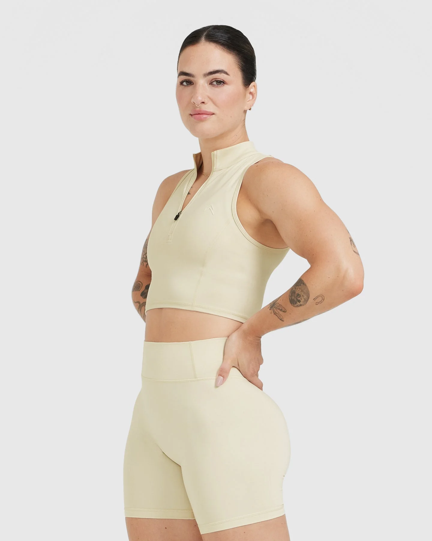 Timeless Half Zip Crop Tank | Vanilla - Image 3